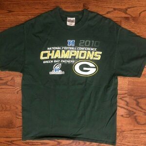 Vintage Green Bay Packers Football NFL 2010 NFC Champions Green T-Shirt Large